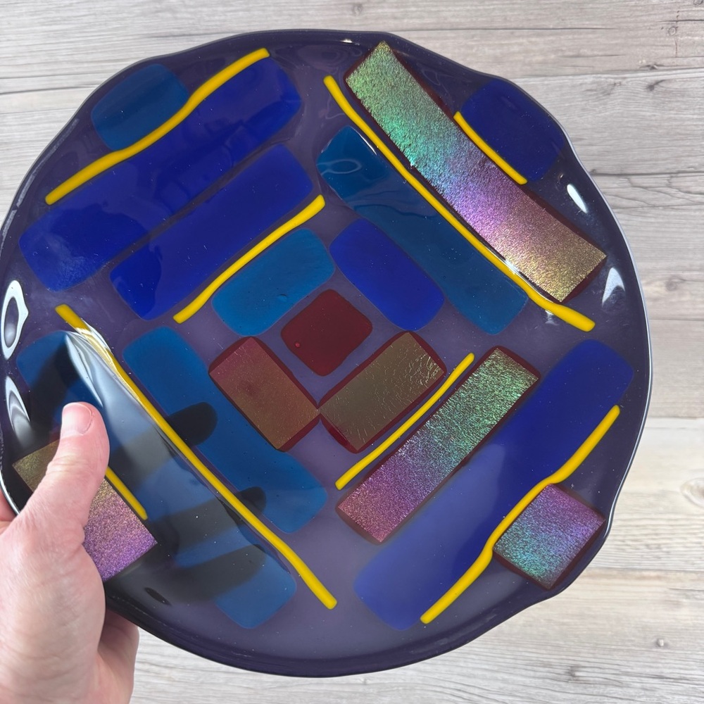 Abstract Fused Glass Art Bowl Accent bowl catch all bowl - Picture 5 of 9